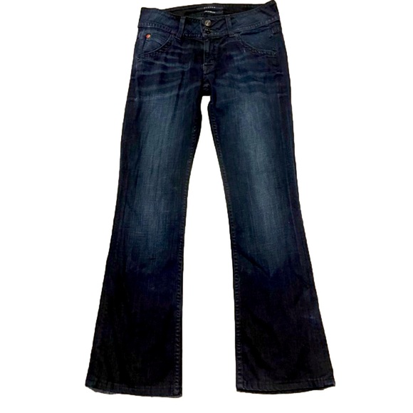 Y2K HUDSON Jeans Womens Size 27 Dark Wash Boot Cut Flap Pockets Vintage Flares - Picture 3 of 11